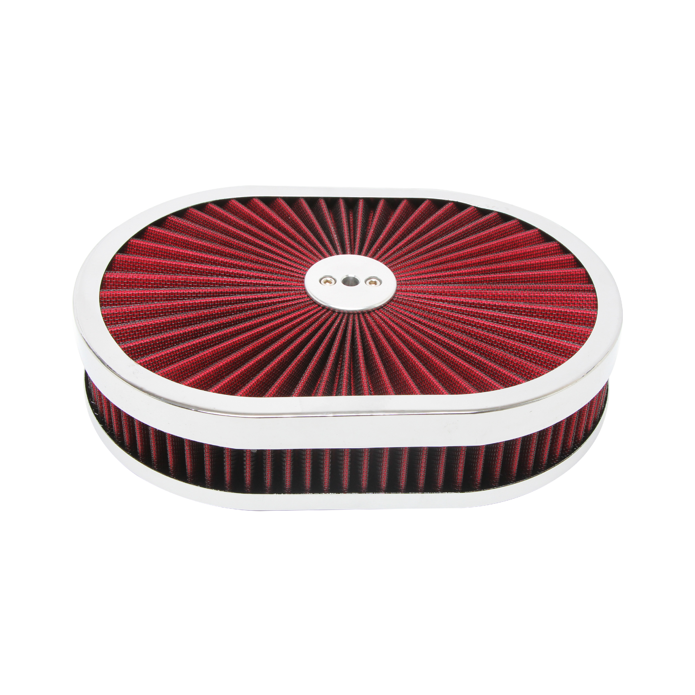 12″ X 2″ Chrome/Red Oval Super Flow Air Cleaner Set Racing Power Company