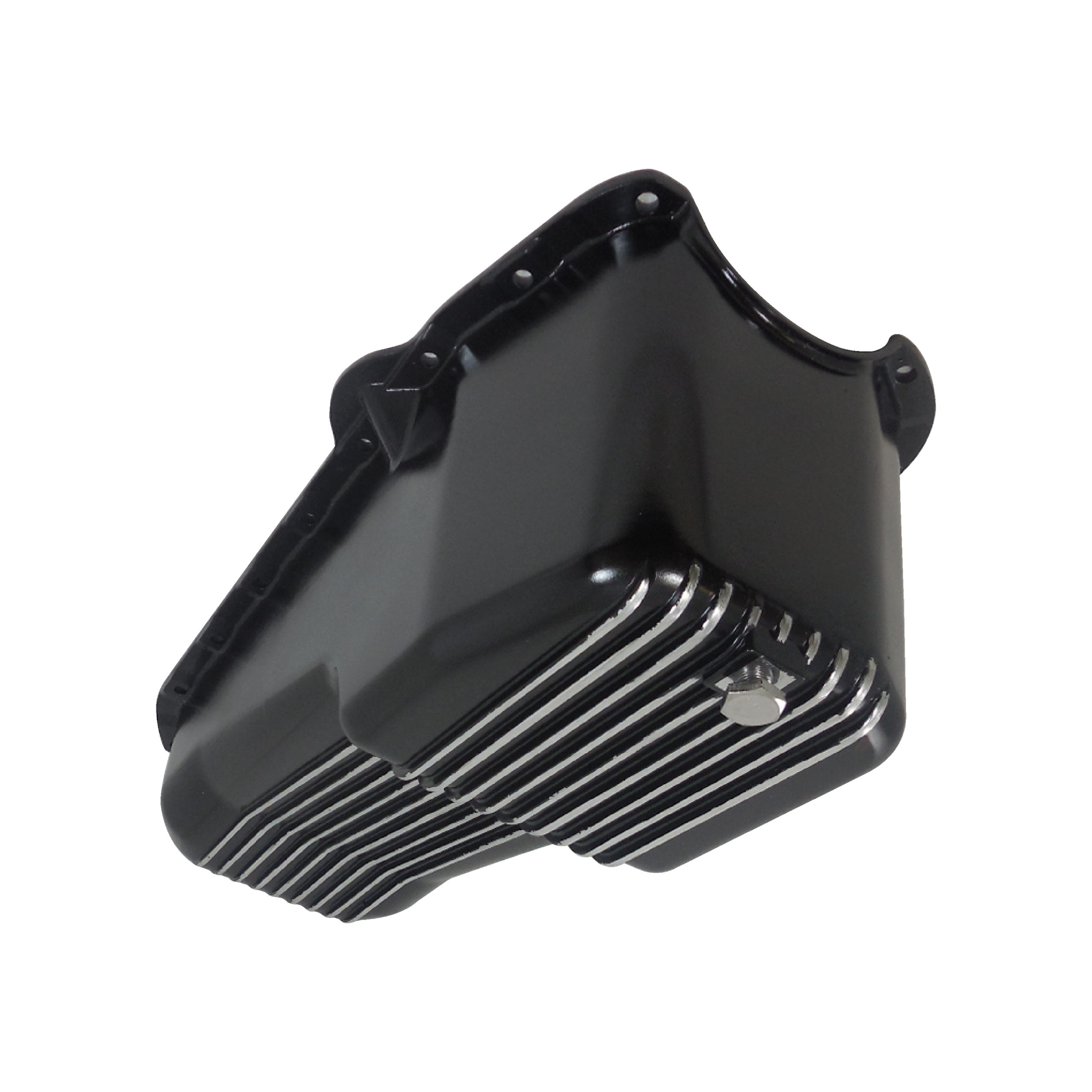 Aluminum Finned Driver Side Dip Oil Pan Black Fits Chevy SBC 350 1955-1979