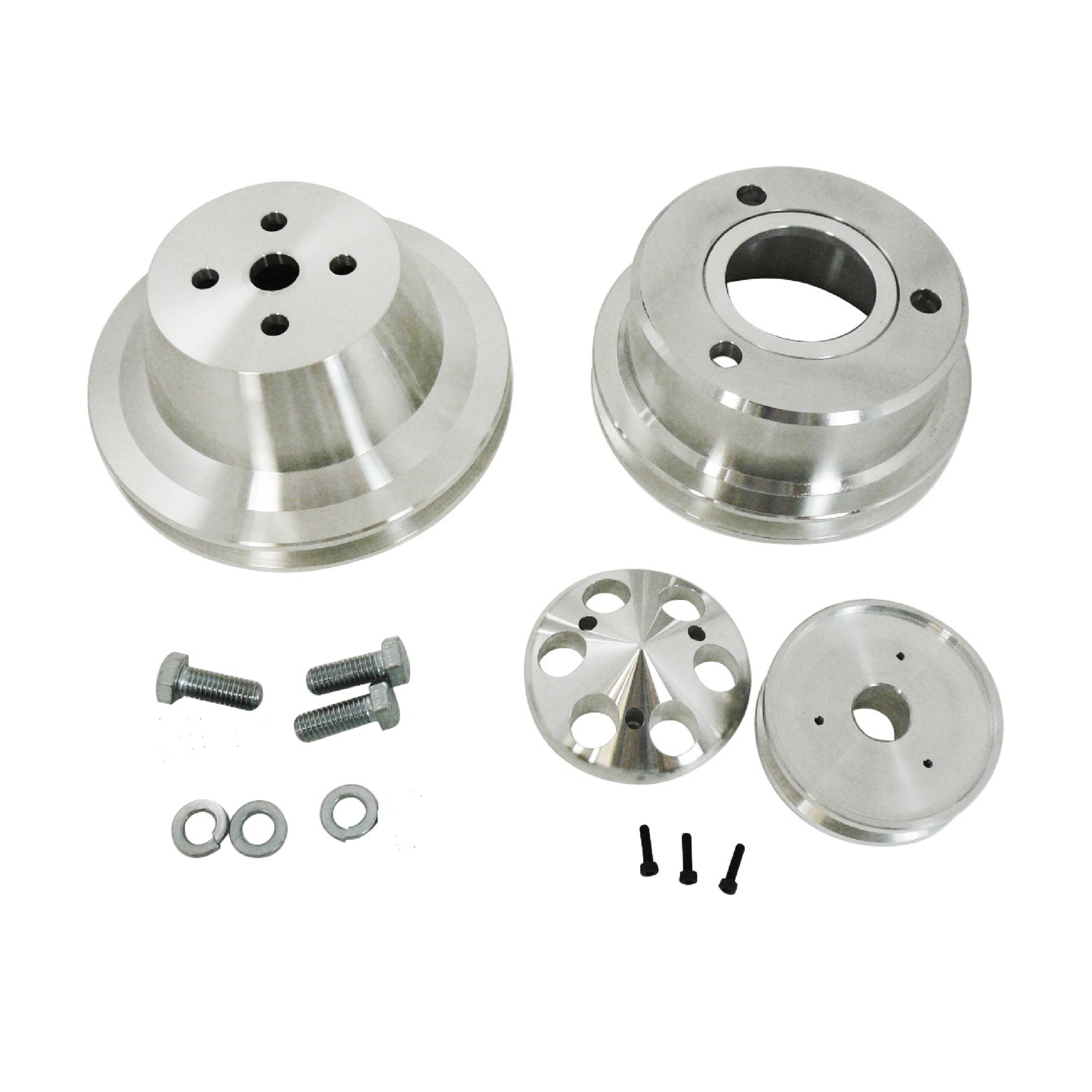 ROADFAR Belt Drive Pulley Kit Pulley Set with Long Water Pump Pulley with Alternator Pulley Compatible with the Small Block FORD 289 302 & 351W Engines 