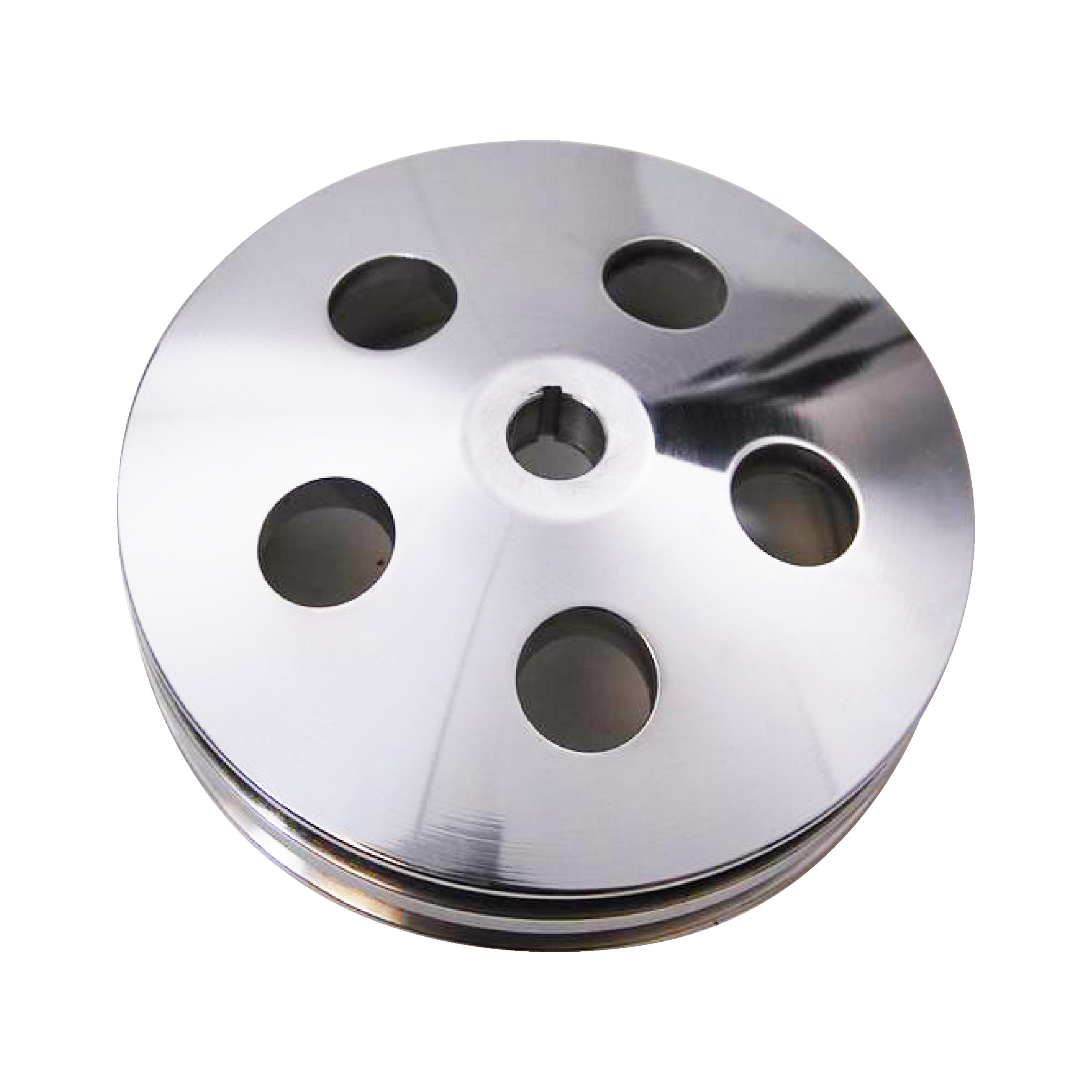 GM Chevy Polished Aluminum Double 2 Groove Power Steering Pump Pulley Sbc Bbc