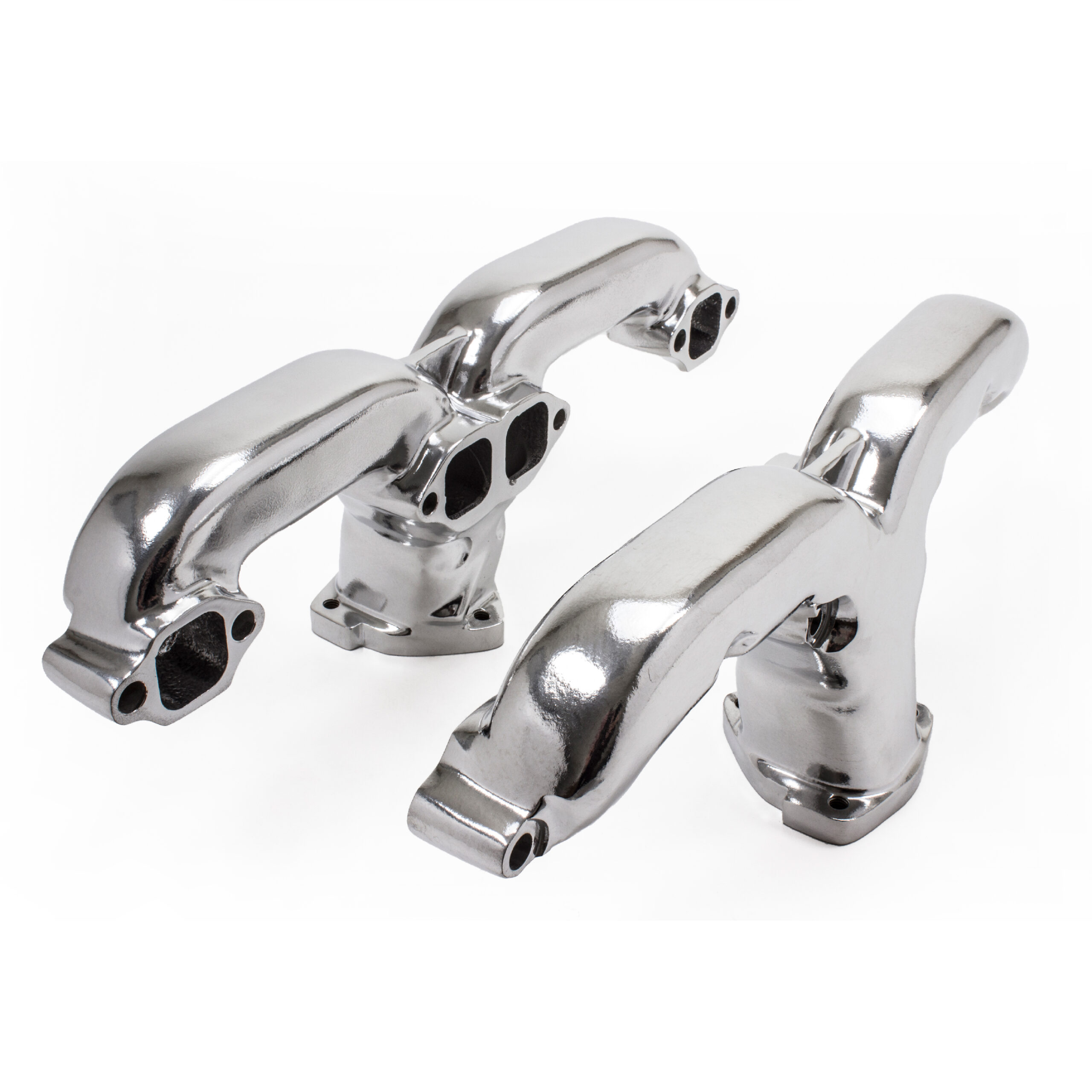 New Ram Horn Exhaust Manifold Set – Chevy 283 327 350 307, Left & Right Combo