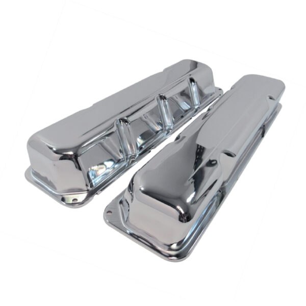 AMC 304, 360, 390, 401 V8 Steel Valve Covers Chrome Racing Power