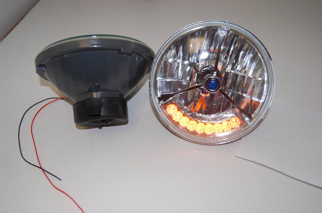 7″ tribar headlight with turn signal clear len Racing Power Company