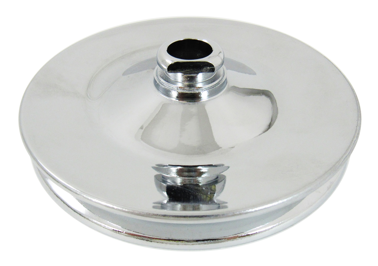 Early GM Chevy Single Groove Power Steering Pump Pulley - Chrome Steel, Keyway Style