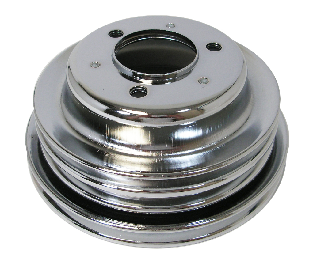 CCC Chrome Press-On Power Steering Pulley - Double Groove For Small & Big Block Chevy 283-454