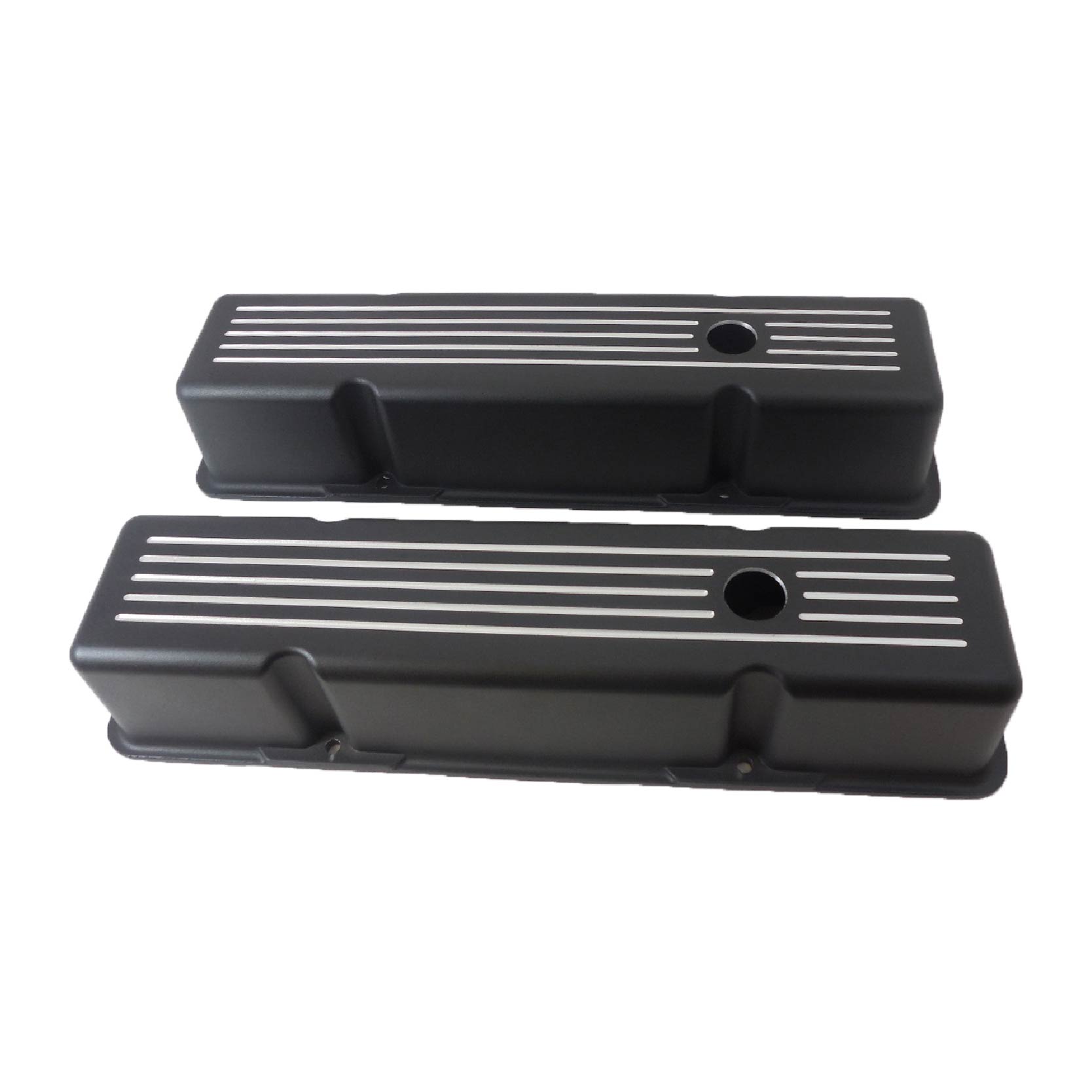 Black Air Cleaner Combo Small Block Chevy Short Black Ball Milled Valve Covers