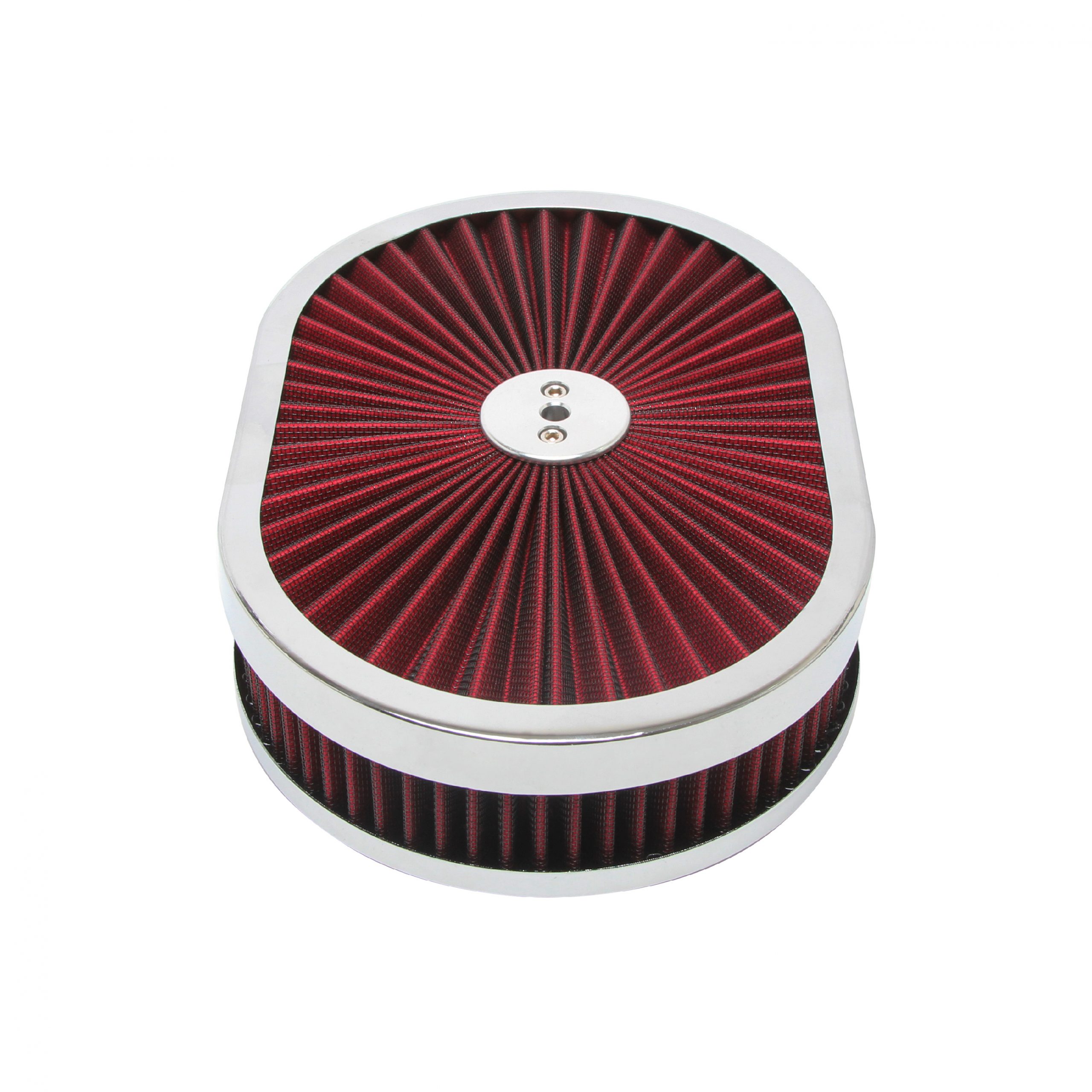 12 Super Flow Oval Air Cleaner Set - Chrome/Red