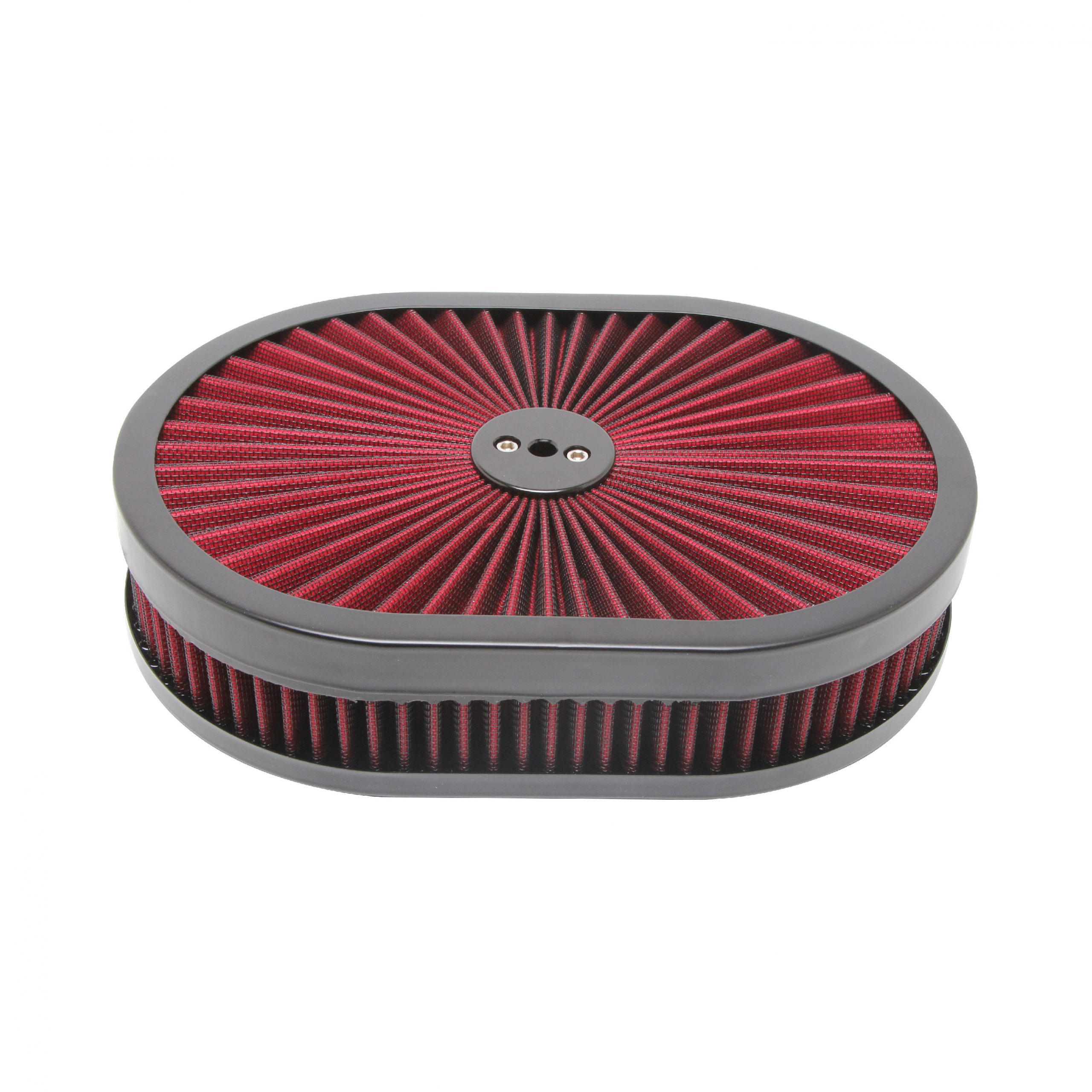 12″ X 2″ Black/Red Oval Super Flow Air Cleaner Set Racing Power Company