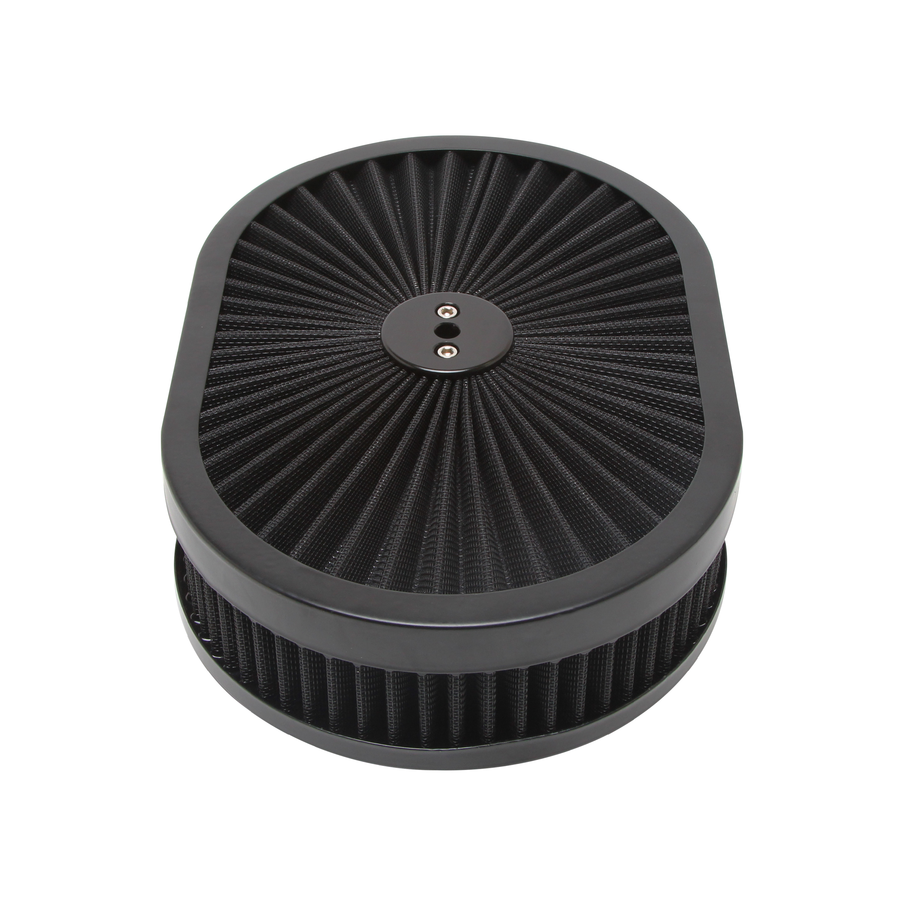 12″ X 2″ Black/Black Oval Super Flow Air Cleaner Set Racing Power Company