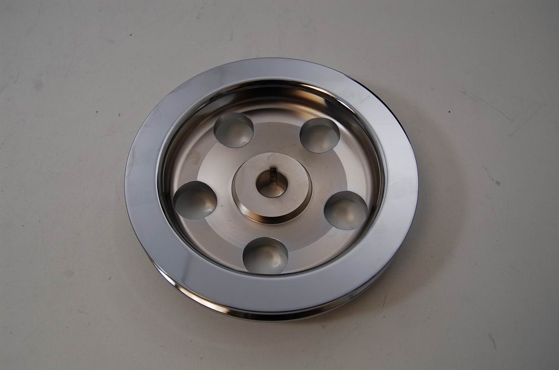 Power Steering Pulley Replacement For Chevy Pumps - Single Groove, 5/8" Keyway Shaft, Chrome, Part #8948