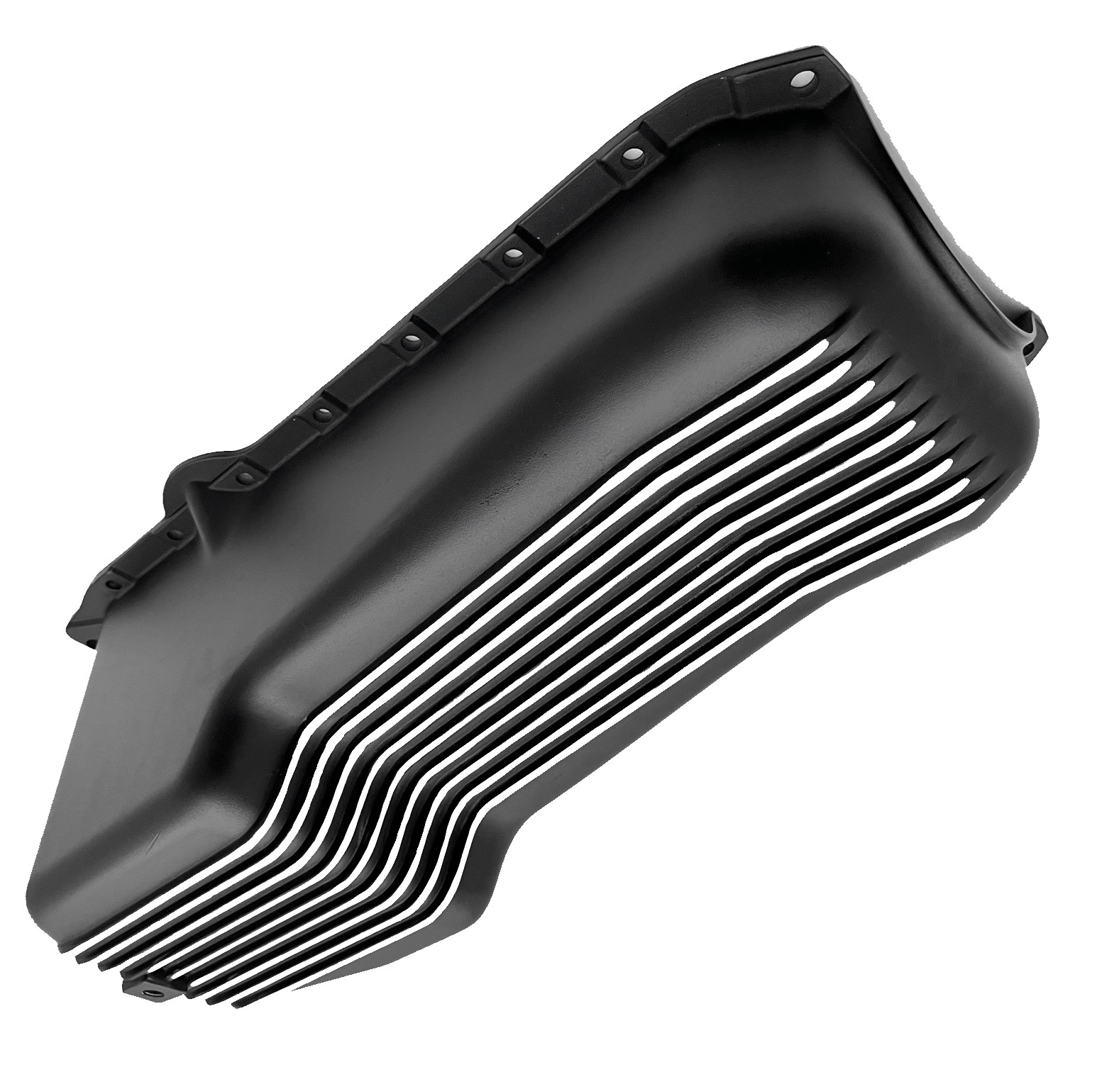 1986Up SBC Finned Aluminum Oil Pan Passenger Side Dipstick Black