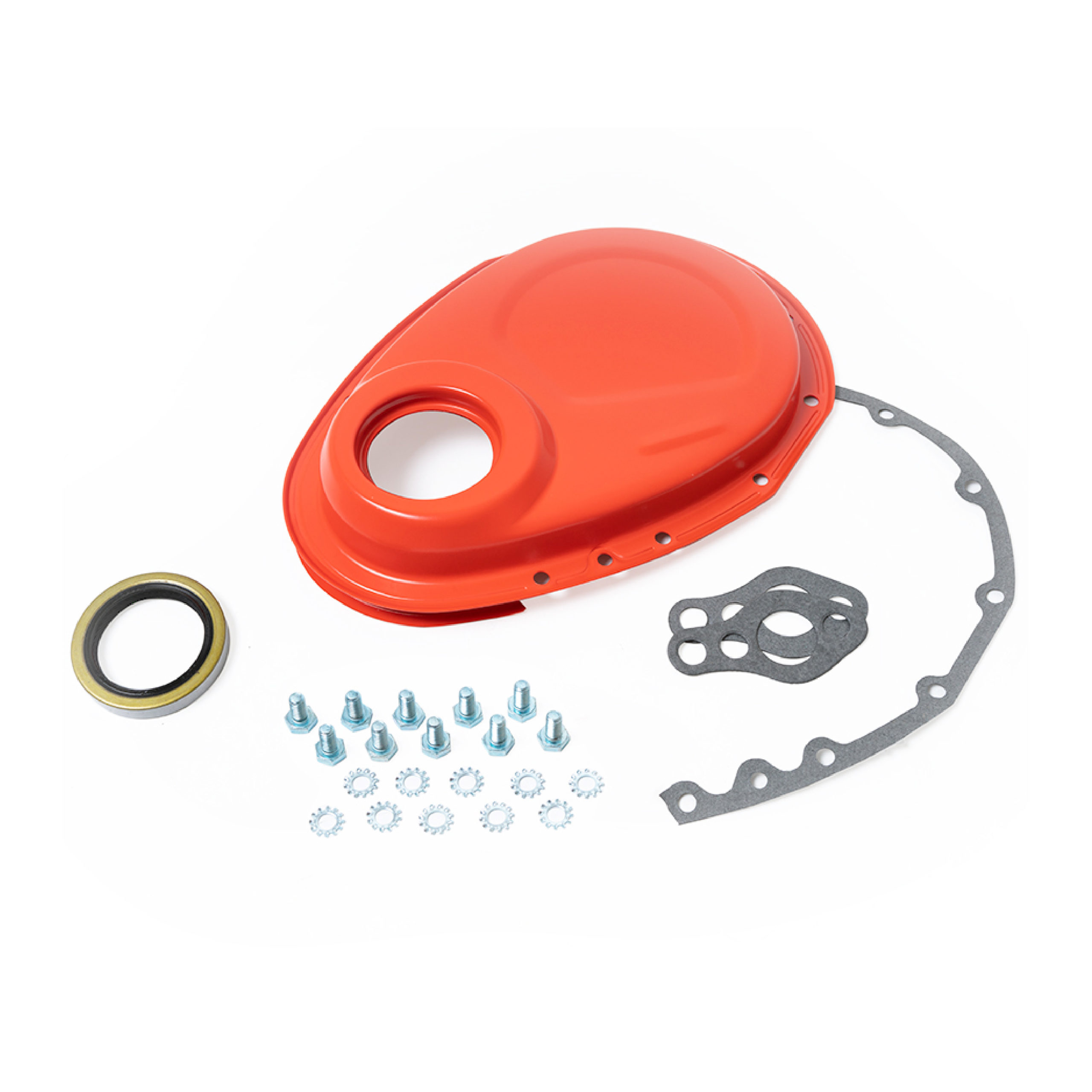 2 Piece CVR Performance TC2350R Red Billet Timing Cover for Small Block Chevy 