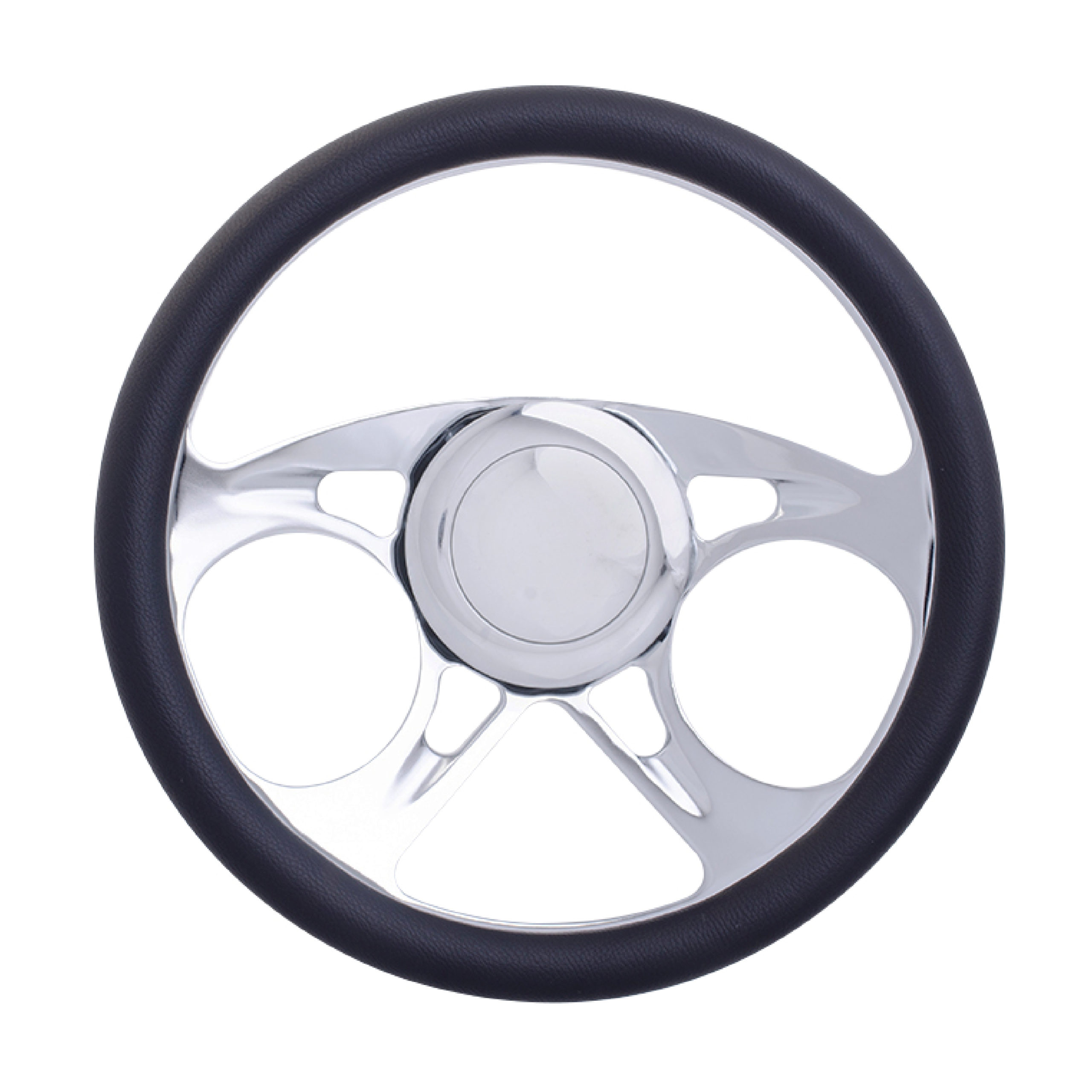 14″ Billet “Carousel” Style Steering Wheel Kit Chrome Racing Power